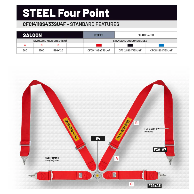 Cintura Sabelt - 4 punti GT/Rally FIA 8854/98 (red - CCS433SRUN) - immagine 3